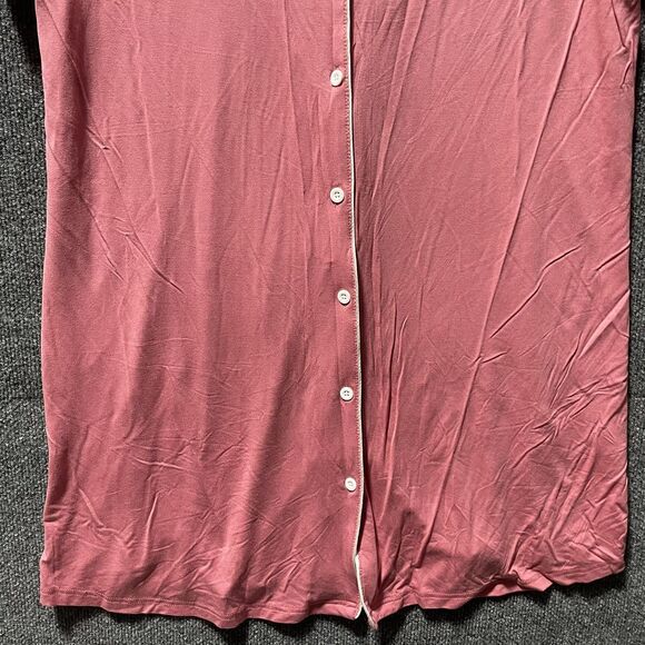 Swomog Nightgown Womens Large Pink Button Front Sleep Shirt Short Sleeve Pajama - Picture 4 of 9